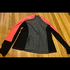 Xersion full zip coral/black/grey activewear jacket